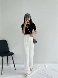 Quần Nữ Cullotus Cạp Cao Ống Rộng Chất Liệu tuyết mưa Cao Cấp