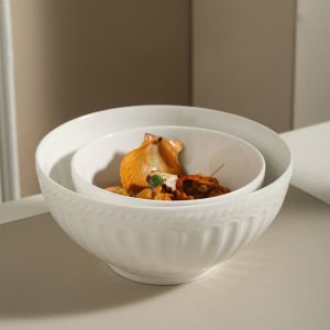 French Luxury Carved White Porcelain Bowl
