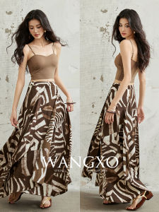 WANGXO | Chân Váy Đa Miếng Ghép Lụa Bóng Hình Dạng Không Đều