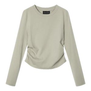 Áo Thun Dài Tay Ôm Vừa Vặn Phong Cách Mỹ Cổ Điển Cho Nữ Mùa Xuân Thu Co Giãn Eo Thon Gọn Áo Lót Bên Trong