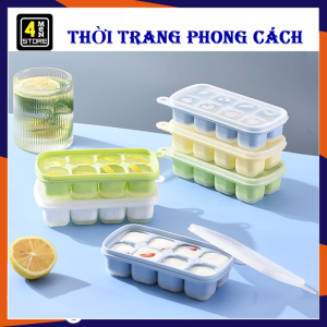 Khay Đá Silicon - Khay Làm Đá 8 Ô Bằng Silicon Cấp Đông Thực Phẩm Có Nắp Đậy Kháng Khuẩn - Khuôn Làm Thạch - Khuôn Đựng Đồ Ăn Dặm Cho Bé Diệt Khuẩn Chống Mùi Tủ Lạnh Sạch Sẽ Tiện Lợi