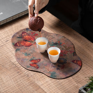 New Chinese Style Embroidered Cotton Linen Print Table Flag Tea Cup Mat Office Desk Accessories Zen Spirit Tea Ceremony Supplies