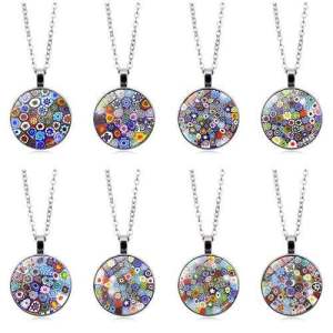 Multicolor Murano Crystal Glass Pendant Necklace Womens Versatile Crossbody Sweater Chain Fashion Jewelry Accessory