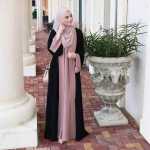 Fashionable Arabian Peninsula Polyester Fake 2-Piece Suit Long Sleeve Open Cardigan Long Dress Dubai Tourist Kaftan Dress