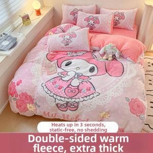 YAOKANG | Girls Coral Velvet Flannel Warm Bedding Set