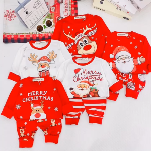 Bộ đồ dài tay Giáng Sinh NOEL vải Thun lạnh Cho Bé Trai Bé Gái 9-25kg