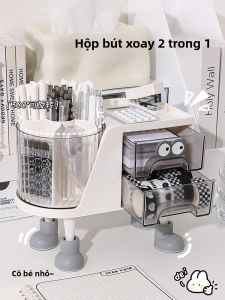 MONLEYTA | Hộp đựng đồ bằng nhựa Acrylic dung tích lớn Đồ trang trí văn phòng phẩm đa năng Đồ họa hoạt hình thời trang cao cấp Hộp đựng bút