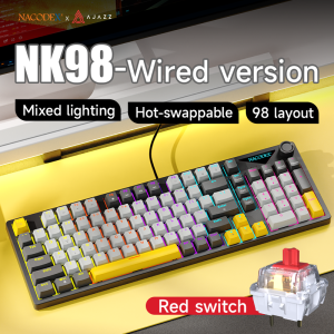 AJAZZ | AJAZZ NK98 Wired Gaming and Office Keyboard 98 Keys Hot-Swappable Portable Red Switch and Blue Switch Mechanical Keyboard