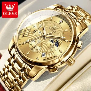 Olevs Đồng Hồ Cho Mens Không Thấm Nước Ban Đầu Dây đeo bằng thép không gỉ Thời Trang Giản Dị Lịch đồng hồ có chức năng bấm giờ phát sáng Mens Đồng Hồ