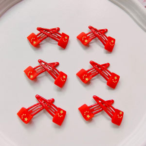 Super Deal Red Five Star Flag Heart Shaped BB Clip Childrens Hair Accessories Water Drop Hair Clip for Girls National Day