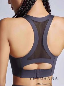 YUYUANNA Womens Sports Tank Top Collagen Protein Butterfly Back Design Sweat Absorbent Breathable Yoga Shockproof Bra