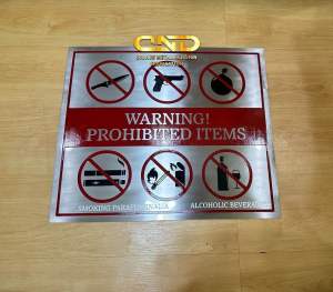 Warning Signs Stainless steel Engraved plate 15.5 “ x 18”. Wall signage .
