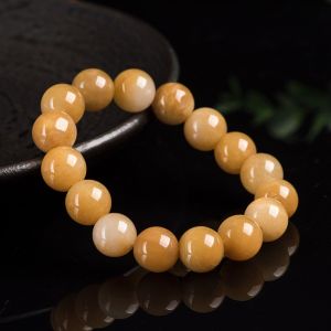 TIMESWIND Men Jewelry with Certificate Natural Gold Silk Jade Yellow Beaded Simple Bracelet
