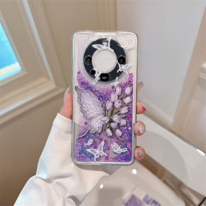 Chinese Style Ink Butterfly Phone Case Applicable to Nova12 Enjoy 60 Huawei Mate60pro/P70/New Chinese Style Love of Butterfly Flowing Liquid Cyber Celebrity Style Quicksand