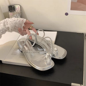 IELGY รองเท้าแตะผู้หญิงส้นสูงรองเท้าเดินชายหาดสไตล์ฝรั่งเศสฤดูร้อนใหม่