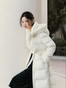Koradior | High-density Down Padded Overknee Cinched Waist Hourglass Petal-shaped Coat