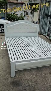 Giường sắt khung hộp 5x10 cao cấp kích thước 1m-1m2-1m4-1m6-1m8 dài 2m - Bảo hành 2 năm - freeship hcm (hình thật 100%)