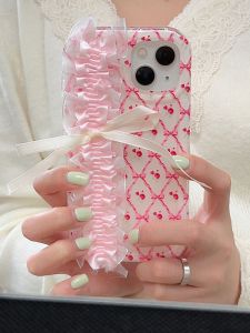Pink Ribbon Butterfly Knot Phone Case Elegant High-End Feel Full Cover Protection for   17 pro Max Korean Style Girls Heart