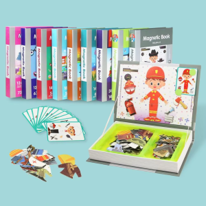 Kids Intelligent 3D Jigsaw Toys Magnetic Puzzle Book Brain Training Games Montessori Educational Toys for Xmas Toys Kids Gifts