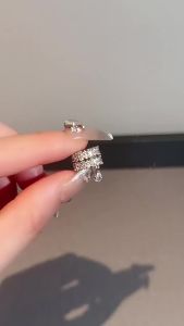 Double Layer Water Drop Rhinestone Non‑Piercing Luxury Earrings 1Pc C‑shaped Crystal Zircon Ear Cuffs