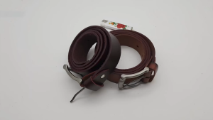 Dây nịt nam da bò cháy biên DHM-564 | Mặt khoá kim màu xám thời thượng | Bảo hành 12 tháng