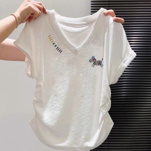 V.C.I | High Quality Cotton V-Neck Front Shoulder Waist-Fit Summer Top