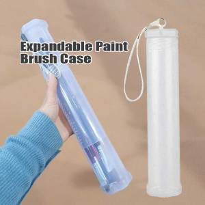 Retractable Paint Brush Case Transparent Cylinder Pencil Case Portable Pen Storage Case