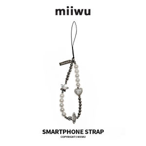 สร้อยข้อมือโลหะทรงสตีซึมของมิวสิ่งมีชีวิตพร้อมลูกปัดมุกคุณภาพสูงสไตล์วินเทจสำหรับโทรศัพท์มือถือ