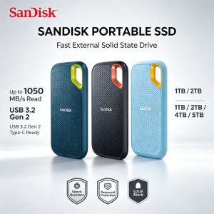 SanDisk Extreme E61 NVMe Portable External SSD USB3.2 Gen2 1TB 2TB 4TB Up To 1050MB/s For Travel And Office Data Storage