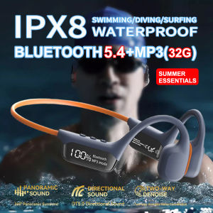Bluetooth 5.4 Bone Conduction Headphone IPX8 Waterproof HIFI Stereo+MP3 (32G) Player  wireless Headset Sports swimming Earphone