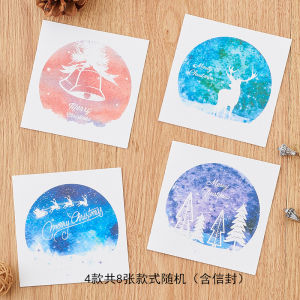 Christmas Greeting Card Handmade DIY Cartoon Thank You Blessing Mini Small Card with Envelope Festive Celebration Supplies