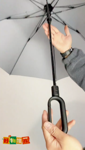 UPF50+ UV Protection Automatic Foldable Umbrella Thickened Black Rubber Windproof One Handed Reversible Dual Use Sun Rain Protection Rotating Hook Buckle Handle 全自动晴雨两用防晒伞