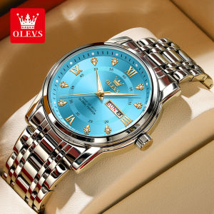 OLEVS Watch For Men 2025 New Original Waterproof Business Fashion Luxury Diamond Dial Import Movement Stainless Steel Black/Blue Luminous Calendar