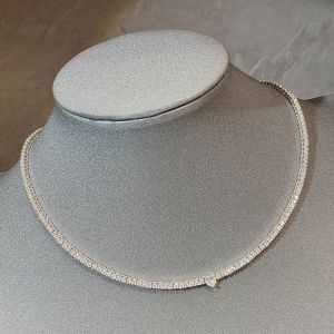 MESU.ACC | Sleek Fashion Love Shape Sparkling Tennis Necklace