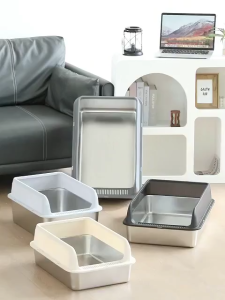 60cm Stainless Steel Cat Litter Box With Scoop Extra Large Metal Easy To Clean Cat Litter Box