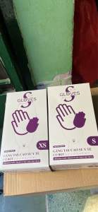 Găng tay cao su y tế có bột 4.8g màu trắng Sgloves Thái Lan siêu dai dày hộp 100 chiếc nhám đầu ngón tay găng tay latex