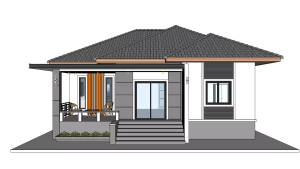 S-6014 แบบบ้านชั้นเดียวในสไตล์ โมเดิร์นร่วมสมัย พื้นที่ใช้สอย 105 ตรารางเมตร 3 ห้องนอน 2ห้องน้ำ