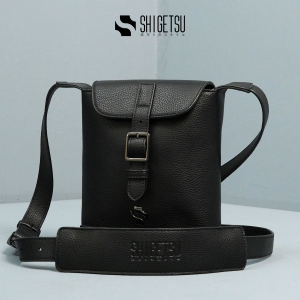 Shigetsu MICHI Leather Sling Bag Crossbody Bag for Men Office Handbag Leather Bag for School