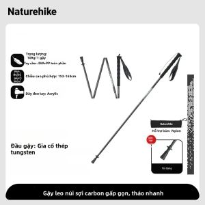 NatureHike | Gậy Leo Núi Naturehike 2026 Bằng Sợi Carbon Siêu Nhẹ 97g Có Thể Gấp Gọn Đầu Gậy Bằng Thép Vonfram Carbon Dùng Cho Đi Bộ Đường Dài Và Cắm Trại