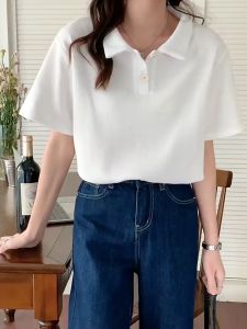 Women Formal working top Korean short sleeved POLO shirt Top