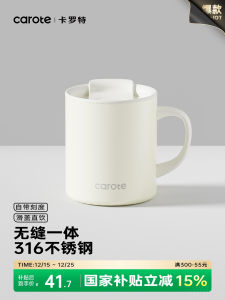 Carote Stainless Steel 316 Office Water Cup with Lid Insulated Mug for Tea Brewing Modern Simple Style 330ml Capacity