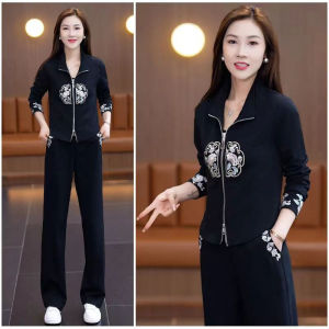 Spring and Autumn Wear Dopamine Wear a Set of Fashion Womens Suit National Style Plus Size Casual Fashionable Youthful-Looking Two-Piece Set