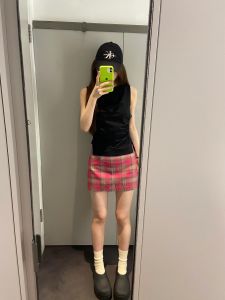 Váy Ngắn Kẻ Caro Lụa Cotton Cạp Thấp Phong Cách Mỹ Cho Nữ Mùa Hè Mới Thời Trang Chống Ánh Sáng Váy Ngắn Siêu Ngắn