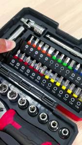 Hi-Spec | Hi-Spec 45PCS 1/4 Inch Drive Ratchet Screwdriver Socket Bit Set CR-V Magnetic Bit Driver 72 Tooth Home Repair Tool Kit Case