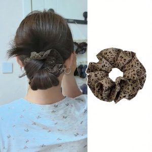 rosci | Móc Tóc Đôi Lớp Họa Tiết Báo Cổ Điển Hàn Quốc cho đuôi ngựa và búi tóc