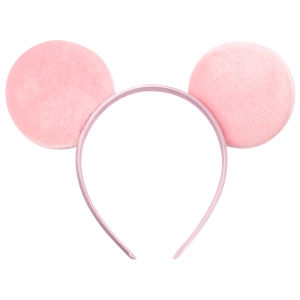 Cute Disney Mickey Trendy Pearls 3.3"Velvet Ears Headband For Girls Soft Bow Hairband Party Decoration Kids DIY Hair Accessories