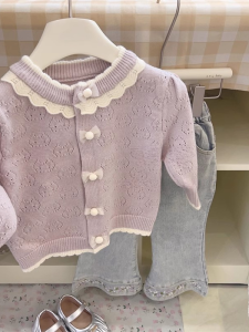 Comfortable Knitted Long Sleeve Sweater Jacket: A New Arrival for Girls