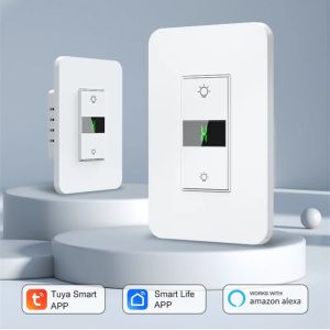 2025 New 3 Way Tuya Smart Dimmer Switch Digital Display Home Light Switch Voice Control Works with Siri Alexa and Google Home