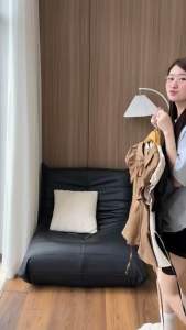 Áo kiểu nữ chất Cotton Denim thiết kế cổ sen thắt dây nơ tay bồng bo chun thắt dây sau eo