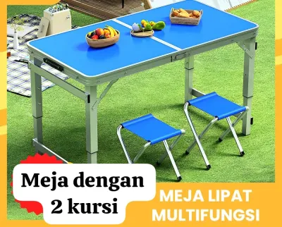 Meja Lipat Jualan Makan Lipat Set Koper Kaki Bulat/Persegi Berkualitas